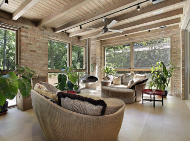 Sunroom with wicker furniture